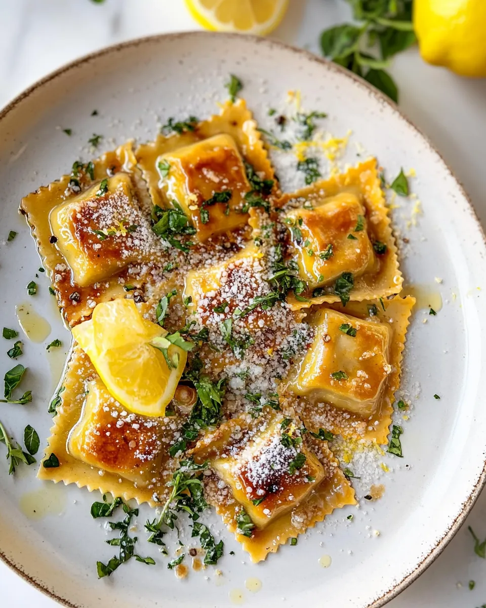 Classic Toasted Skillet Ravioli with Lemon & Brown Butter. plate image