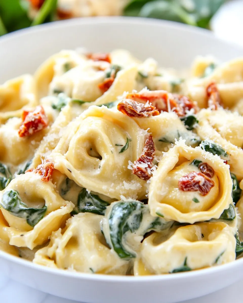 easy Tortellini in Parmesan Cream Sauce with Spinach and Sun-Dried Tomatoes picture