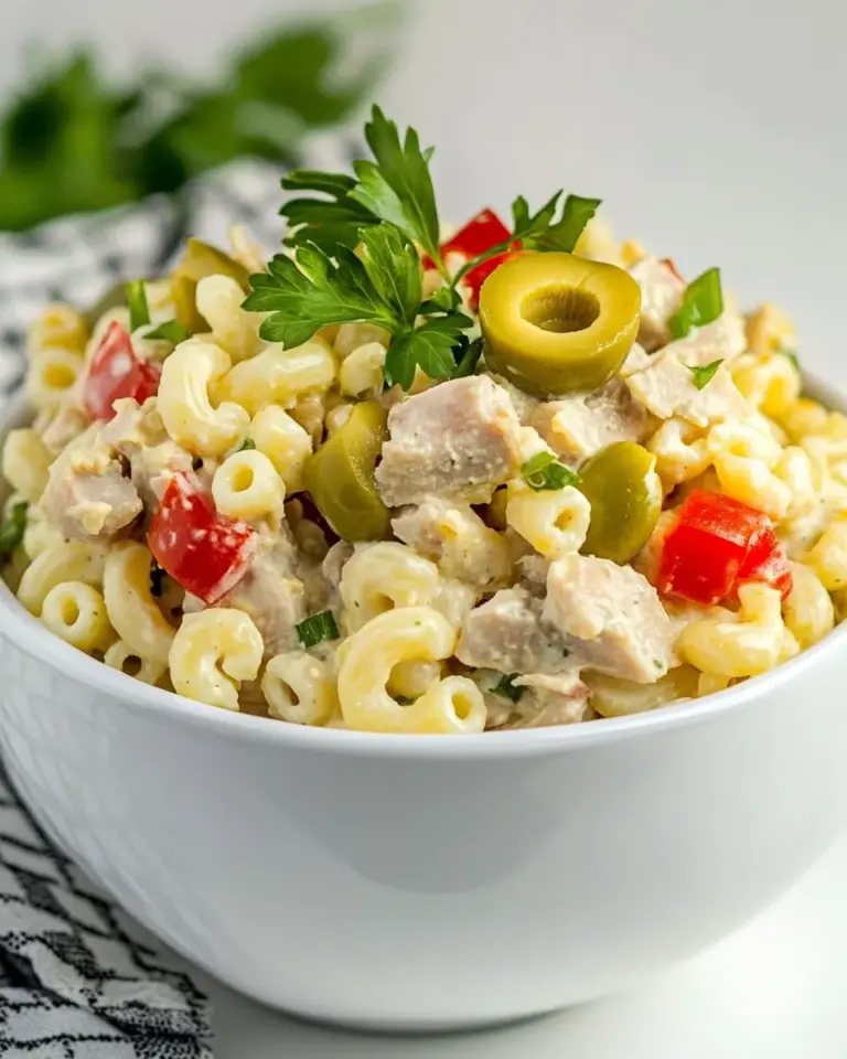 Homemade Tuna Macaroni Salad with Green Olives photo