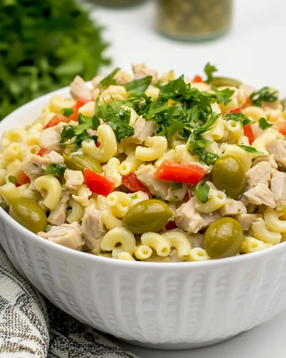 Classic Tuna Macaroni Salad with Green Olives image
