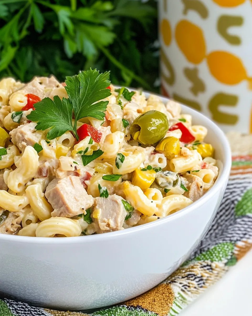 Delicious Tuna Macaroni Salad with Green Olives dish photo
