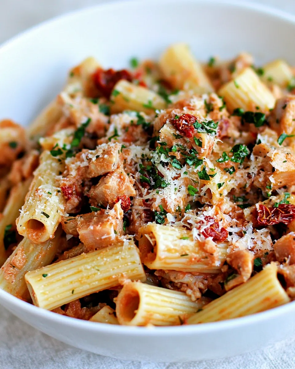 homemade Tuna Rigatoni with Sun-Dried Tomatoes photo