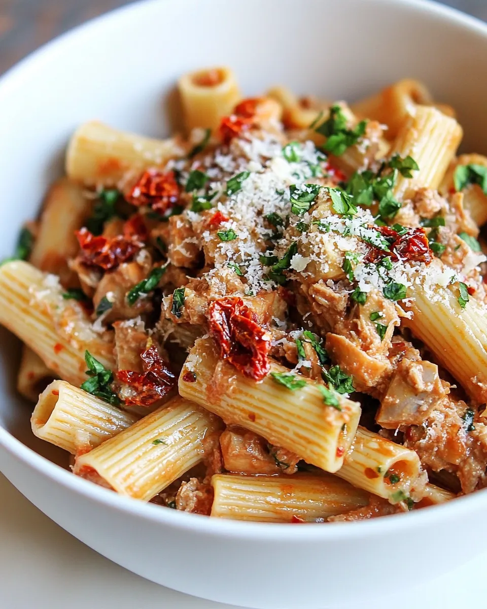 classic Tuna Rigatoni with Sun-Dried Tomatoes image