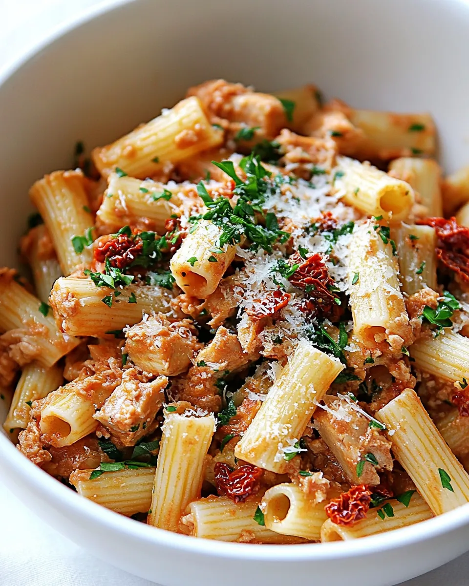 easy Tuna Rigatoni with Sun-Dried Tomatoes recipe image