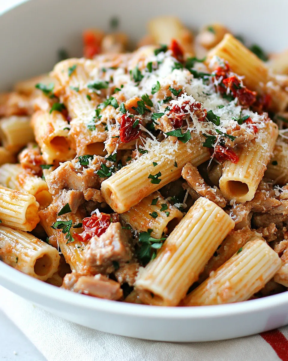 delicious Tuna Rigatoni with Sun-Dried Tomatoes dish photo