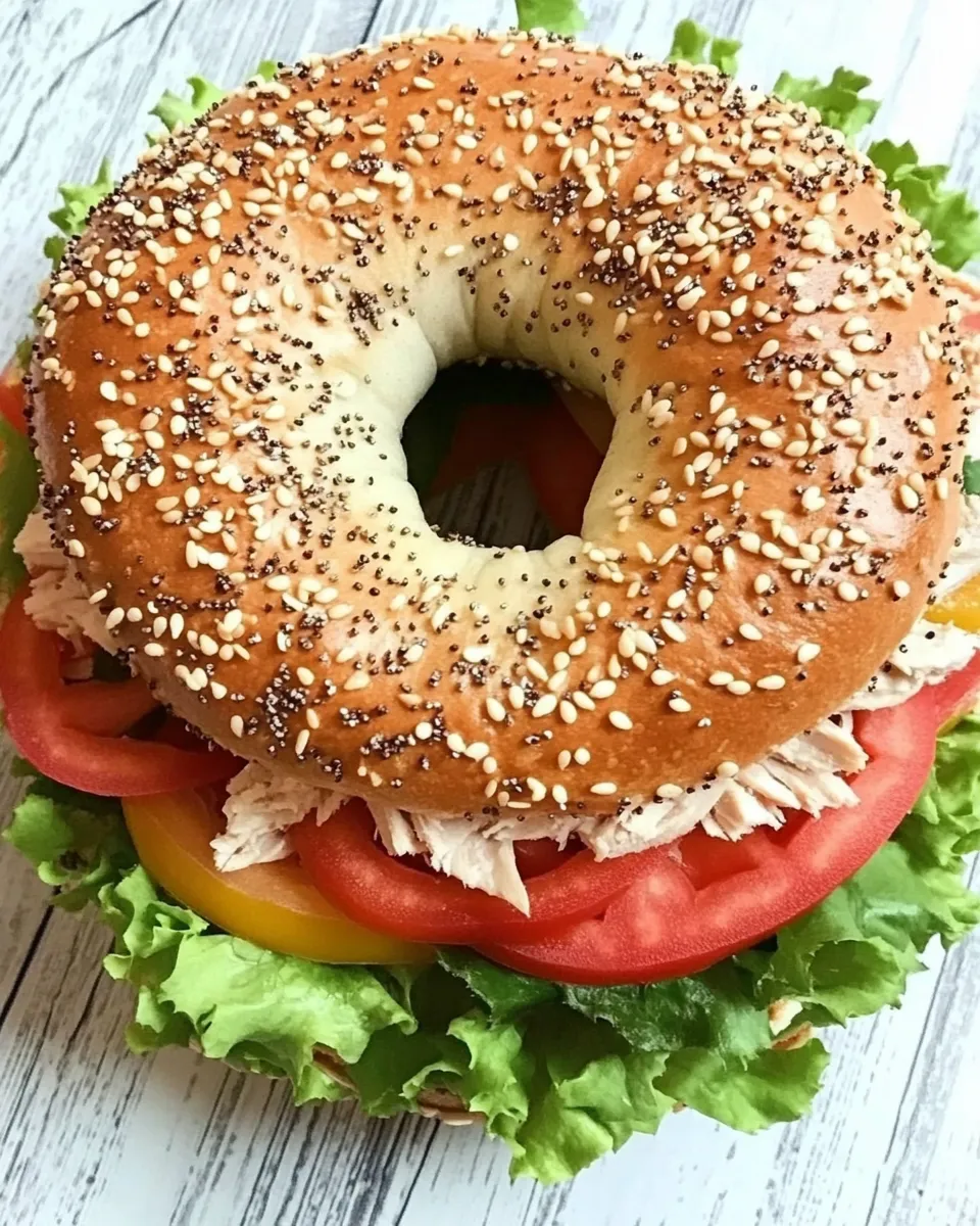 Delicious Turkey Havarti Bagel Sandwich plate image