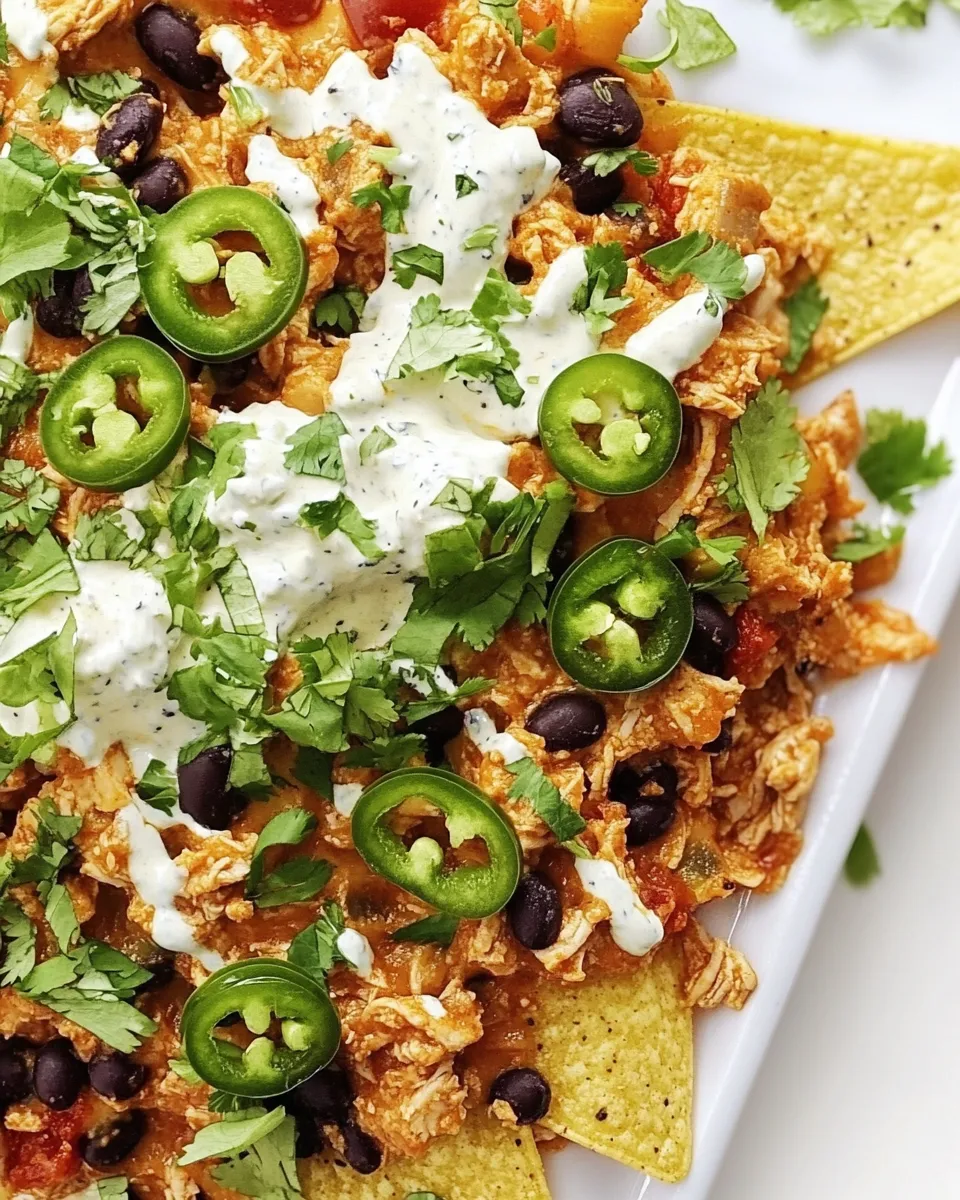 Delicious Turkey and Black Bean Nachos with Creamy Jalapeno Sauce shot