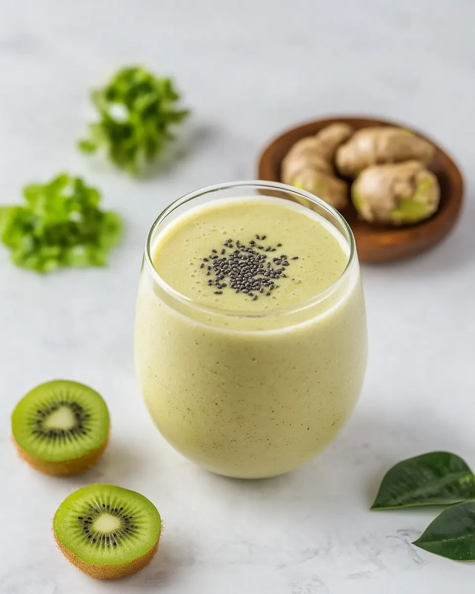 Homemade Turmeric Kiwi Protein Smoothie photo