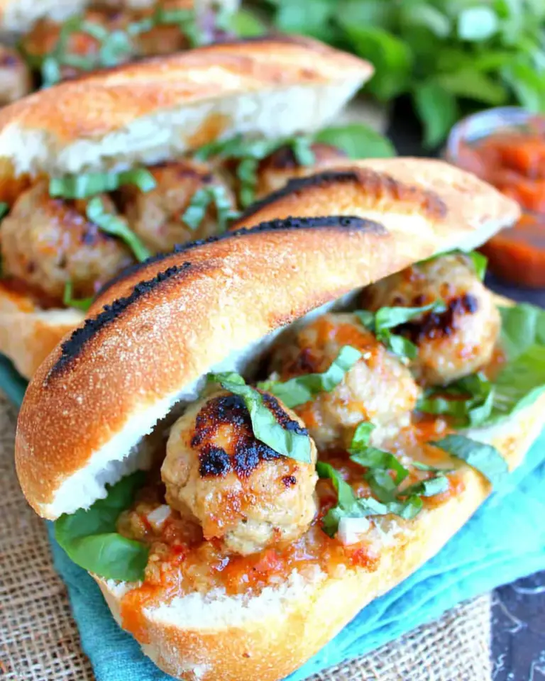 Homemade Tuscan Chicken Meatball Sandwiches photo