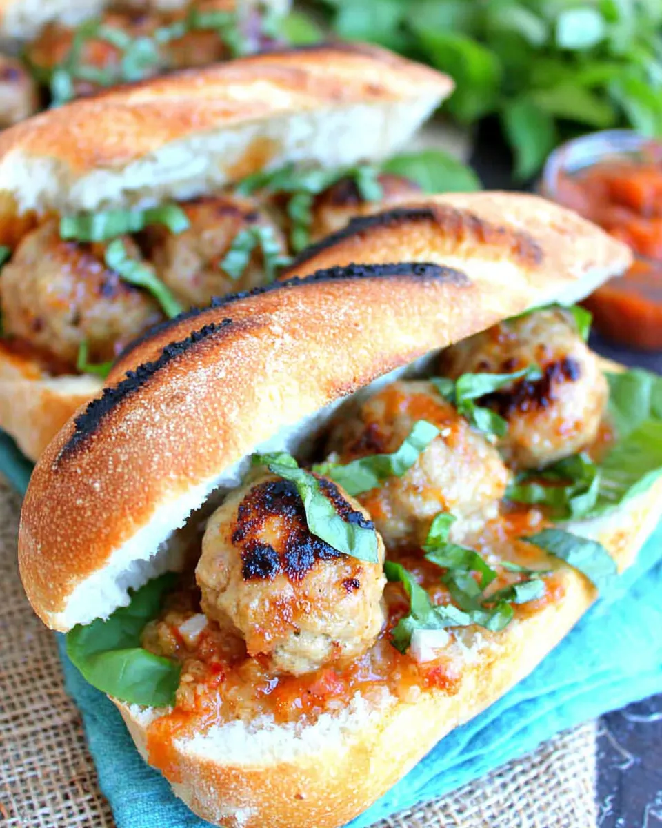 Homemade Tuscan Chicken Meatball Sandwiches photo