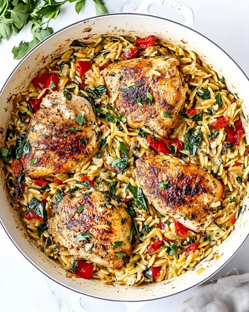 Easy Tuscan Chicken and Orzo recipe photo