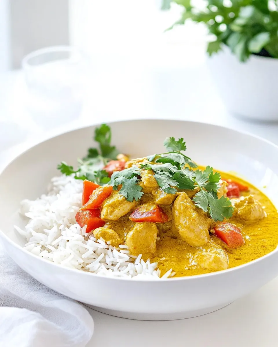 delicious Vadouvan Chicken Curry with Smoked Basmati Rice dish photo