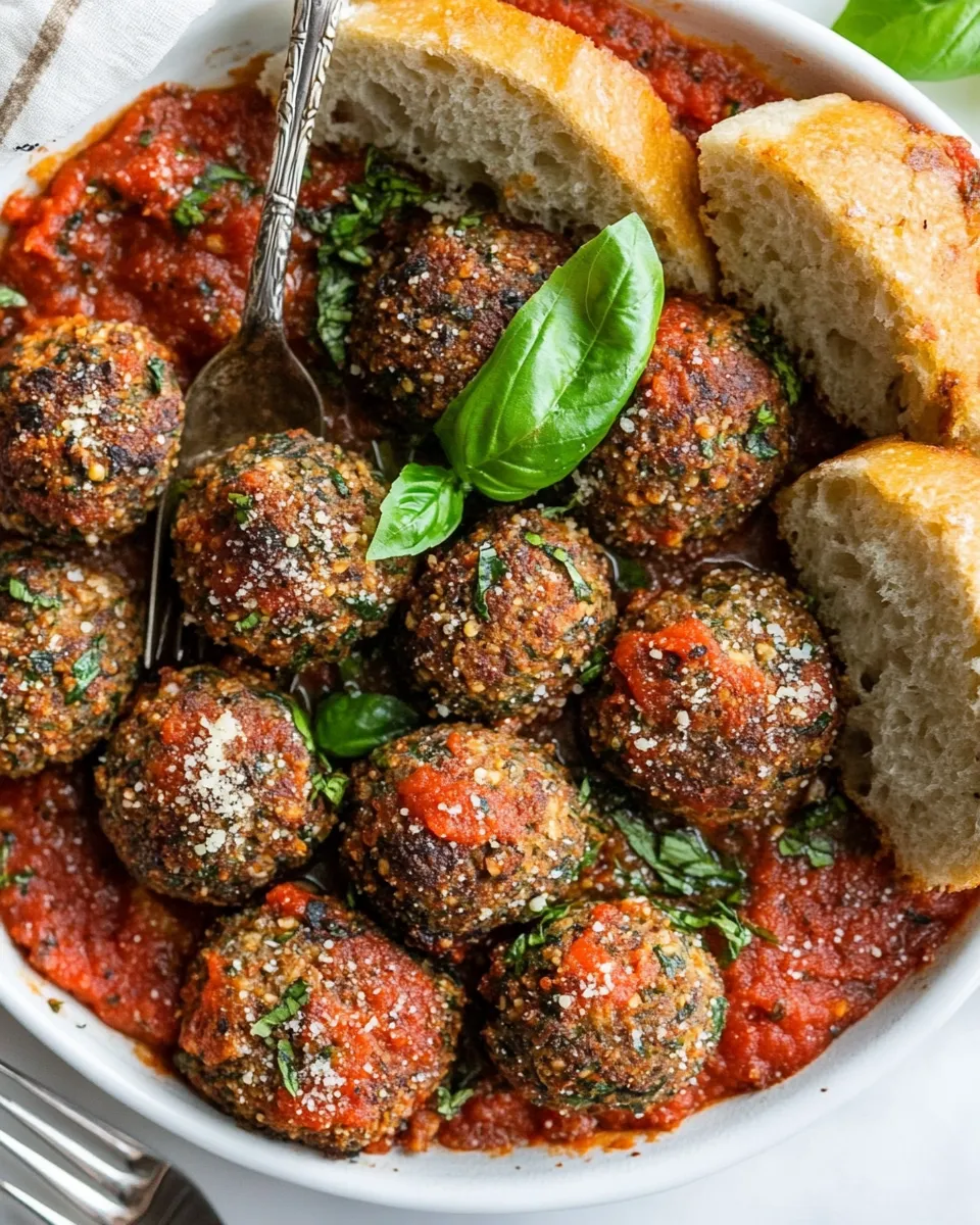 Homemade Vegan Mushroom Meatballs & Garlic Bread photo