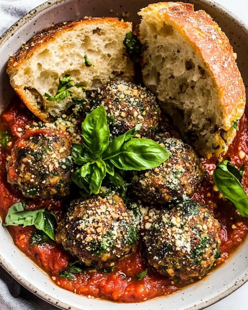 Delicious Vegan Mushroom Meatballs & Garlic Bread dish photo