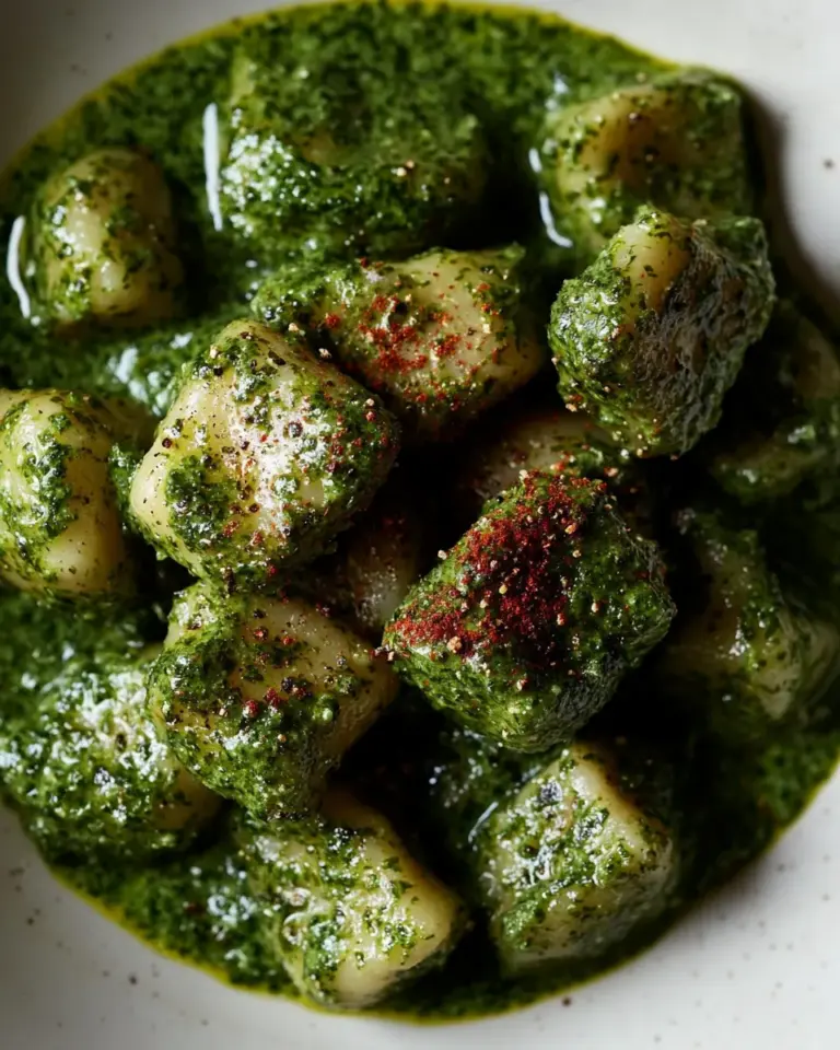 homemade Vegan Potato Gnocchi with Kale Sauce photo