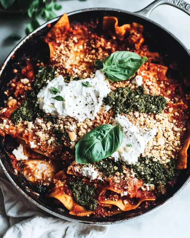 homemade Vegan Skillet Lasagna with Homemade Almond Ricotta photo