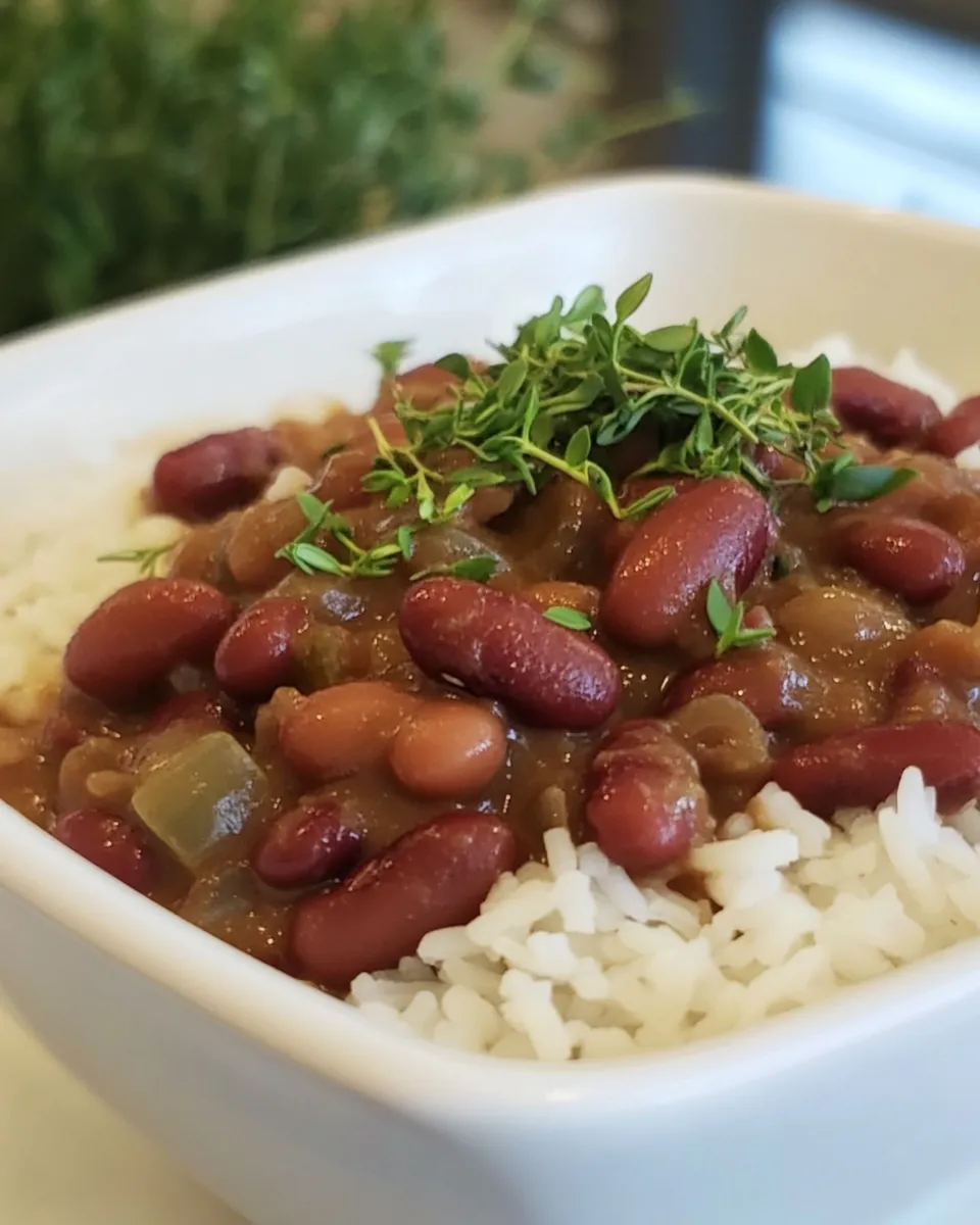 Delicious Vegetarian Red Beans & Rice plate image