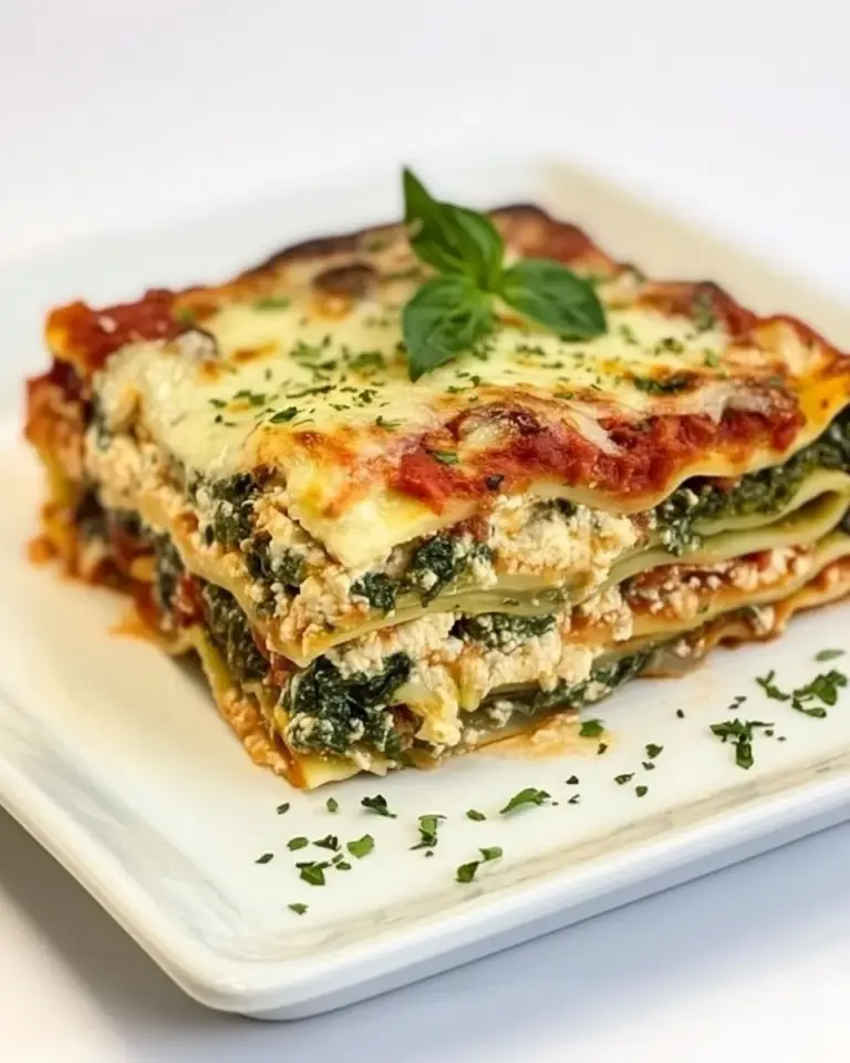 Homemade Vegetarian Spinach Mushroom Lasagna photo