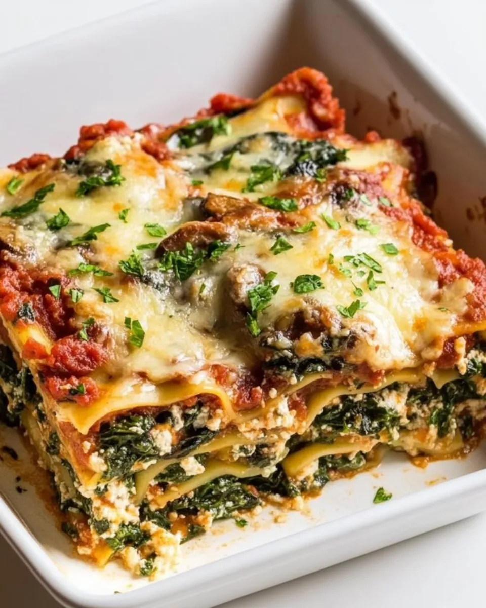 Classic Vegetarian Spinach Mushroom Lasagna image