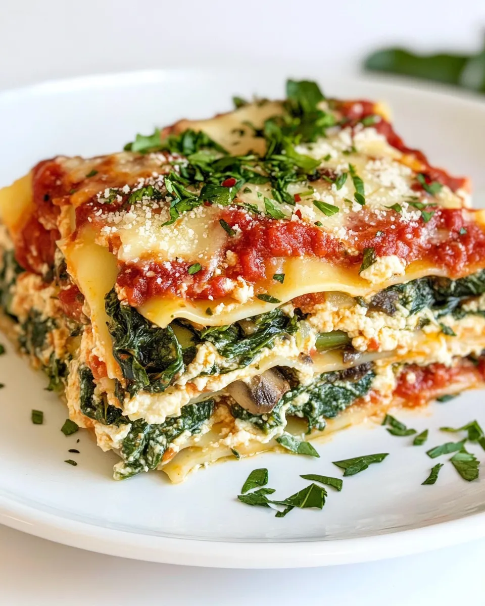 Easy Vegetarian Spinach Mushroom Lasagna recipe photo