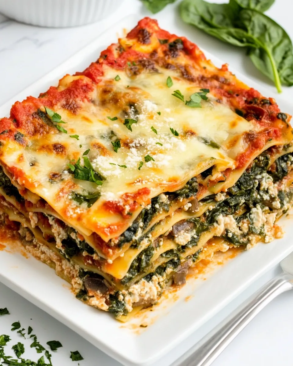 Delicious Vegetarian Spinach Mushroom Lasagna dish photo