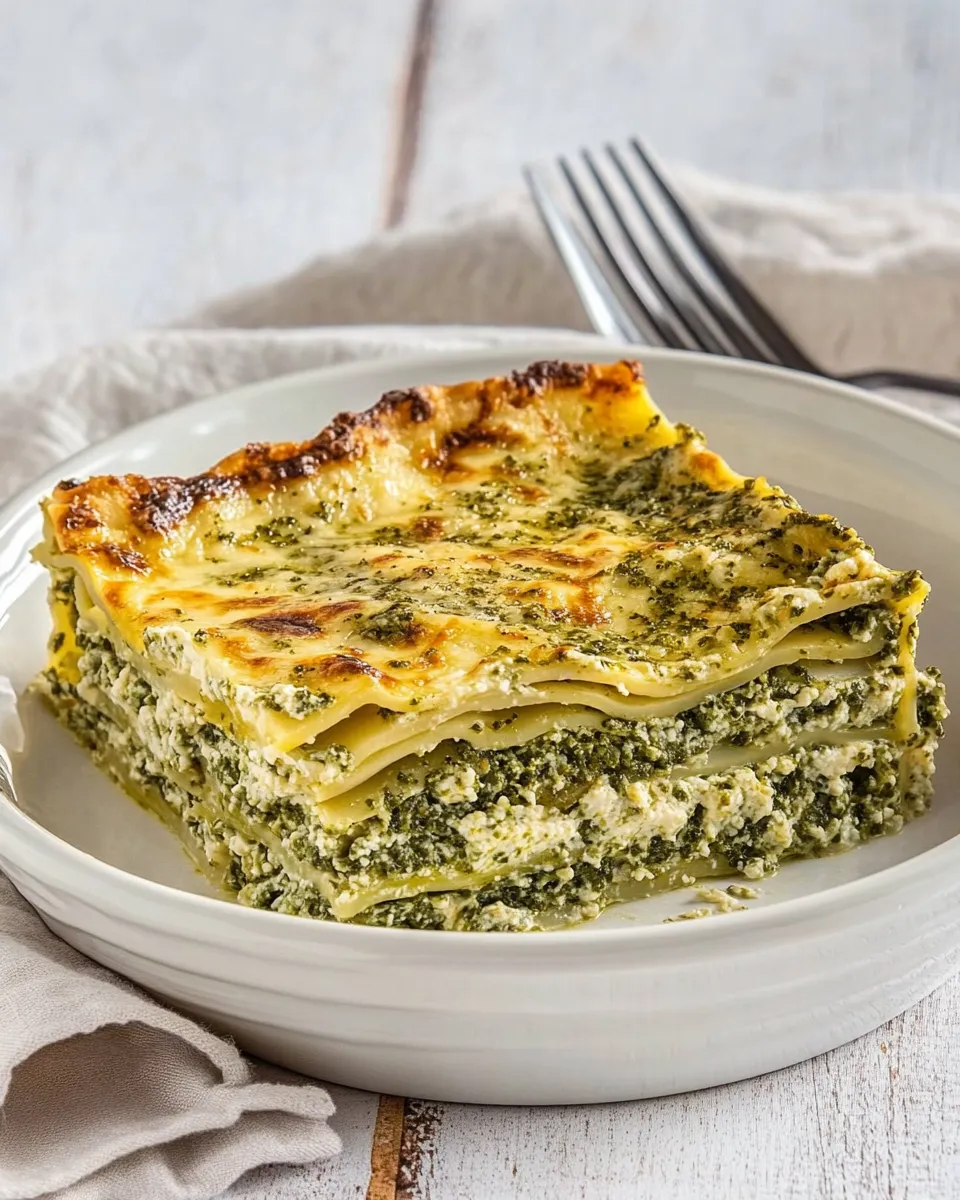 Delicious Veggie Pesto & Spinach Lasagna dish photo
