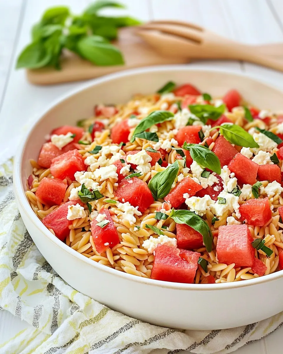 Easy Watermelon Feta Orzo Salad with Lemon and Basil picture