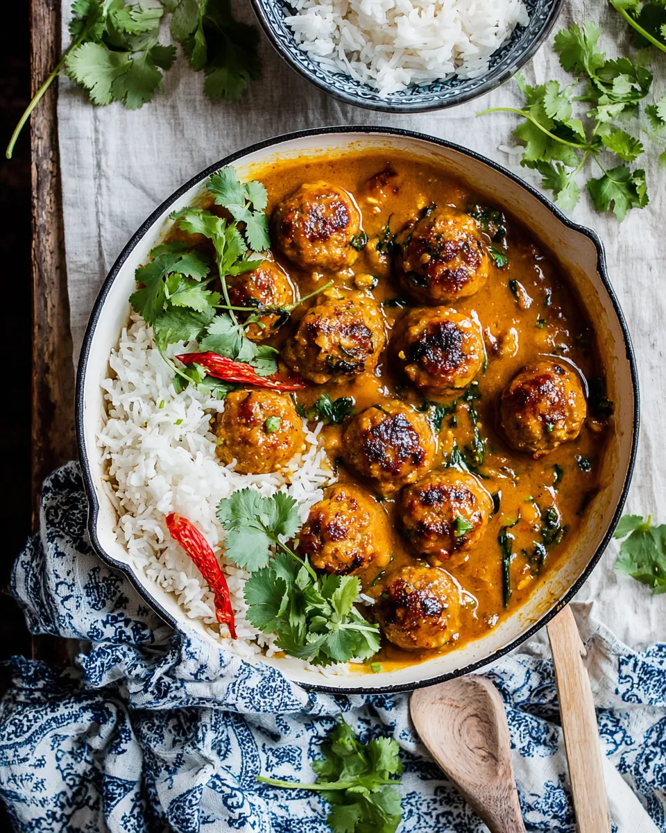 Easy Weeknight 30 Minute Coconut Curry Chicken Meatballs. dish photo