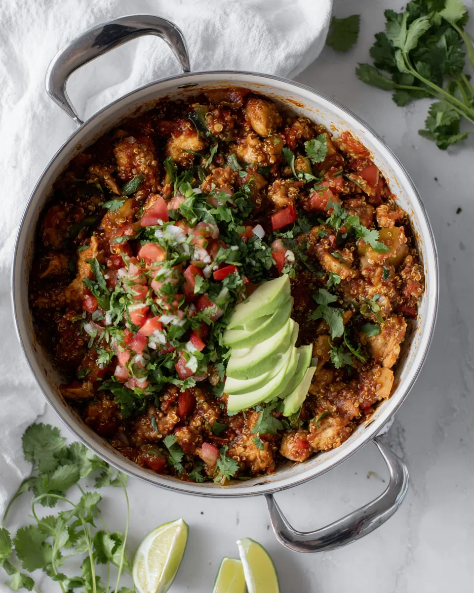 Amazing Weeknight One Pot Salsa Chicken Quinoa. photo