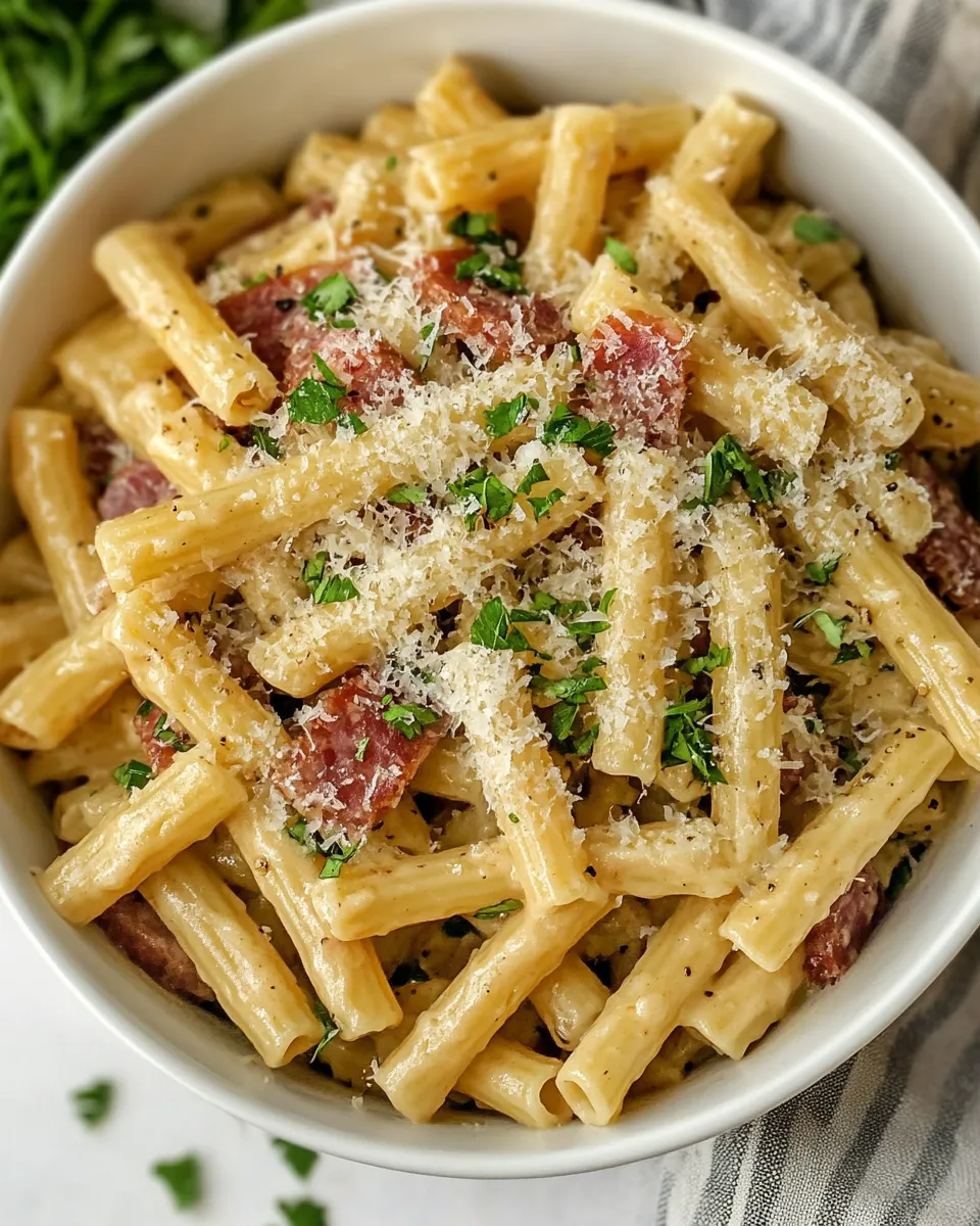 Classic Ziti Carbonara with Salami image