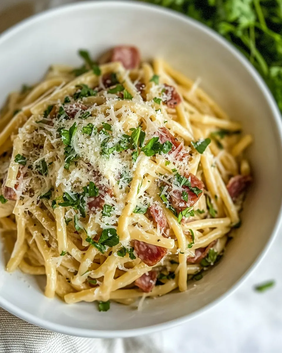 Easy Ziti Carbonara with Salami recipe photo