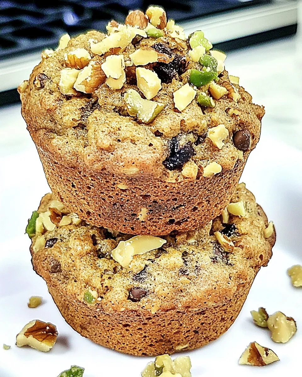 delicious Zucchini Protein Muffins with Chopped Walnuts shot
